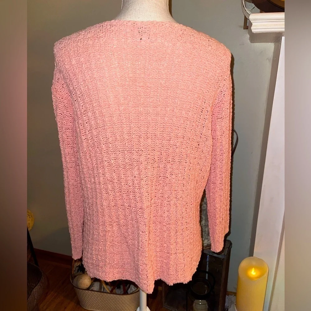 Margaret O’Leary knitted pink sweater. 3/4 sleeve EUC